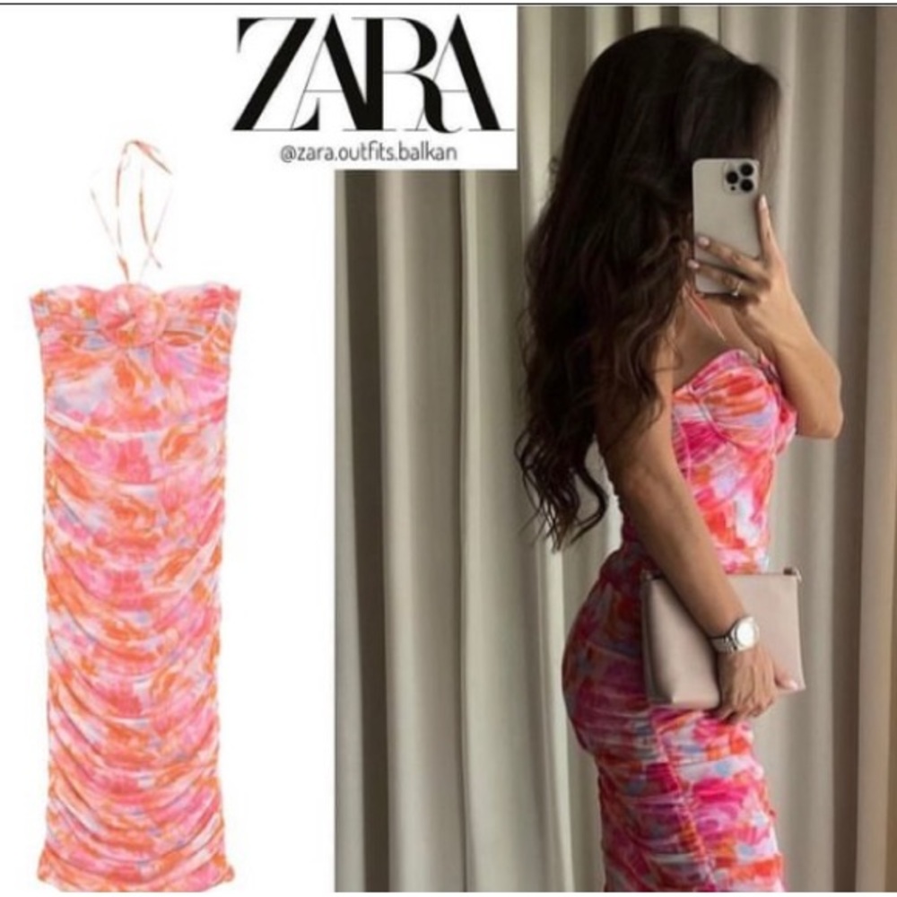 Zara Floral Tulle Midi Dress. NWT. Size Medium.